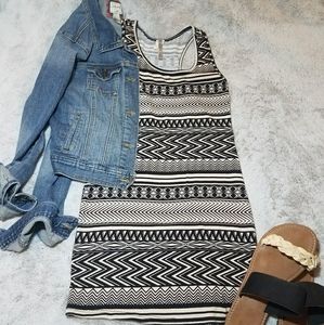 Aztec print stretchy body con dress